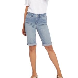 NYDJ Women’s 12 Light Wash Long/ Bermuda Denim Shorts With Cuffed Hem